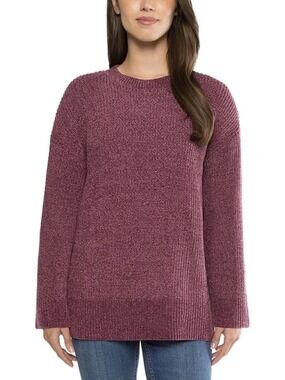 Matty M The Chenille Crew Neck Sweater, Plum (Purple), Size XL